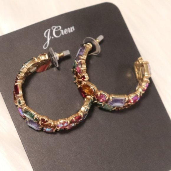 J.Crew Crystal Cluster Irene Hoop Earrings - Picture 2 of 4